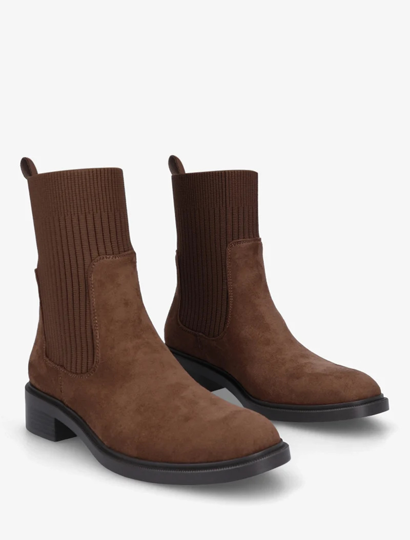 Bottines style chaussettes - Camel