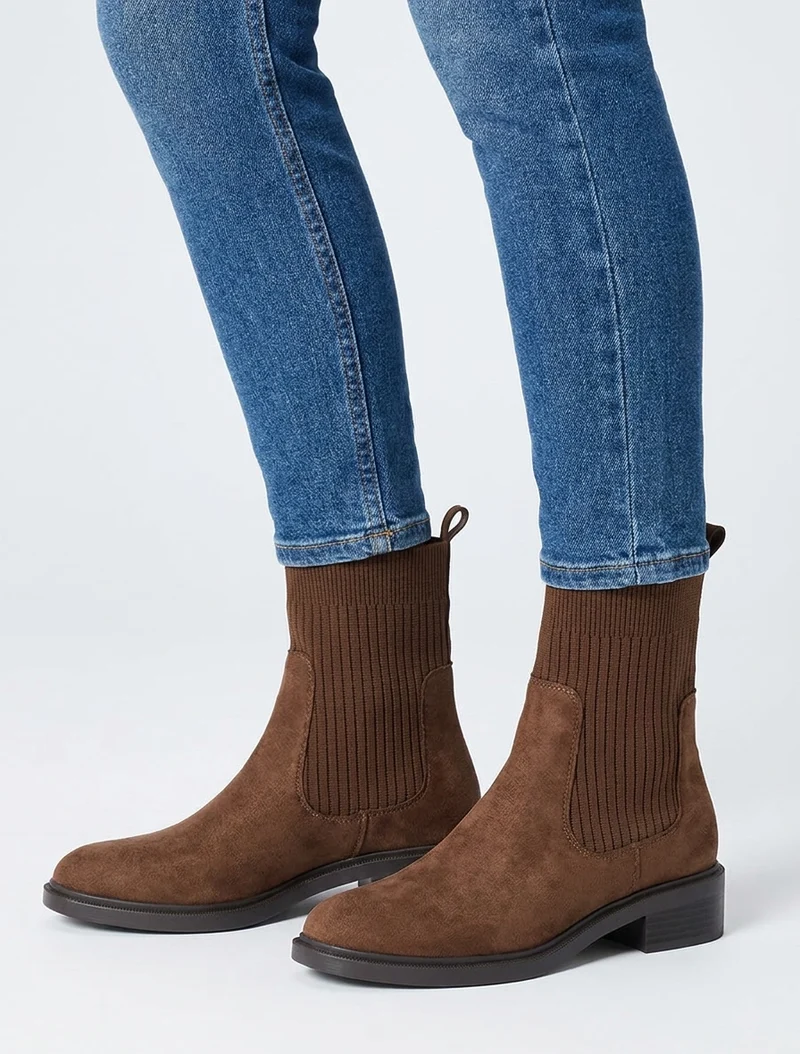 Bottines style chaussettes - Camel