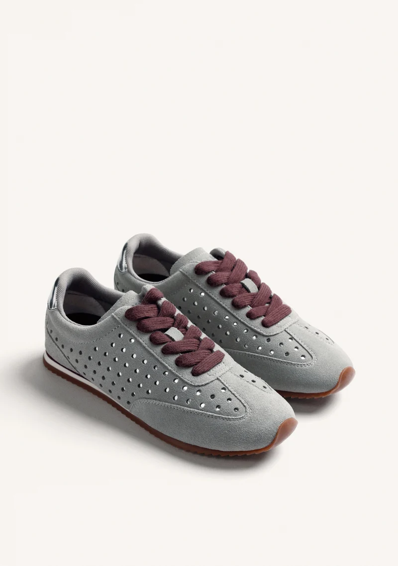 GREY SHINY LEATHER SNEAKERS