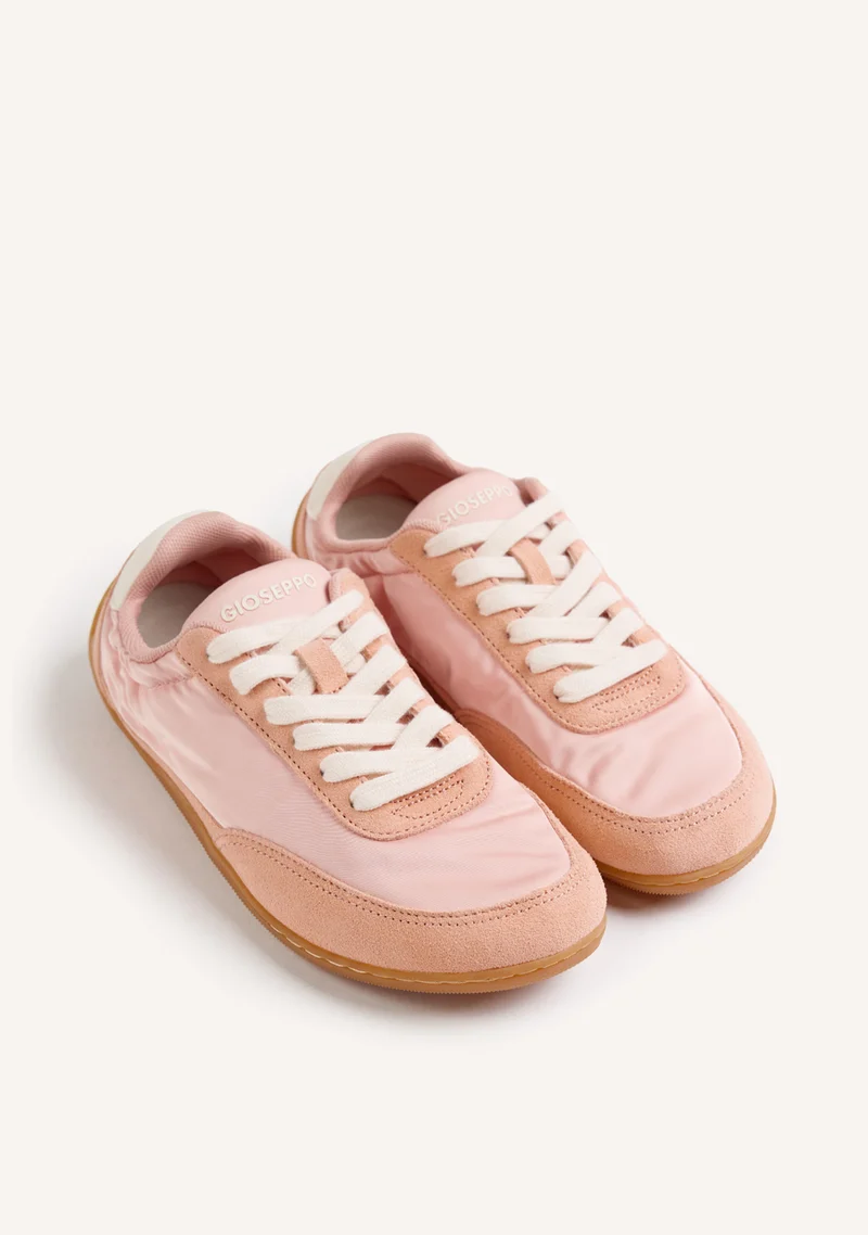 TERRACOTTA SATIN AND LEATHER BAREFOOT SNEAKERS