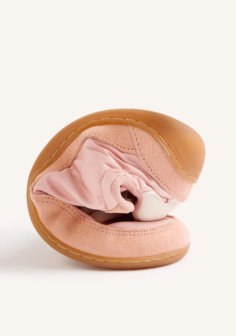 TERRACOTTA SATIN AND LEATHER BAREFOOT SNEAKERS