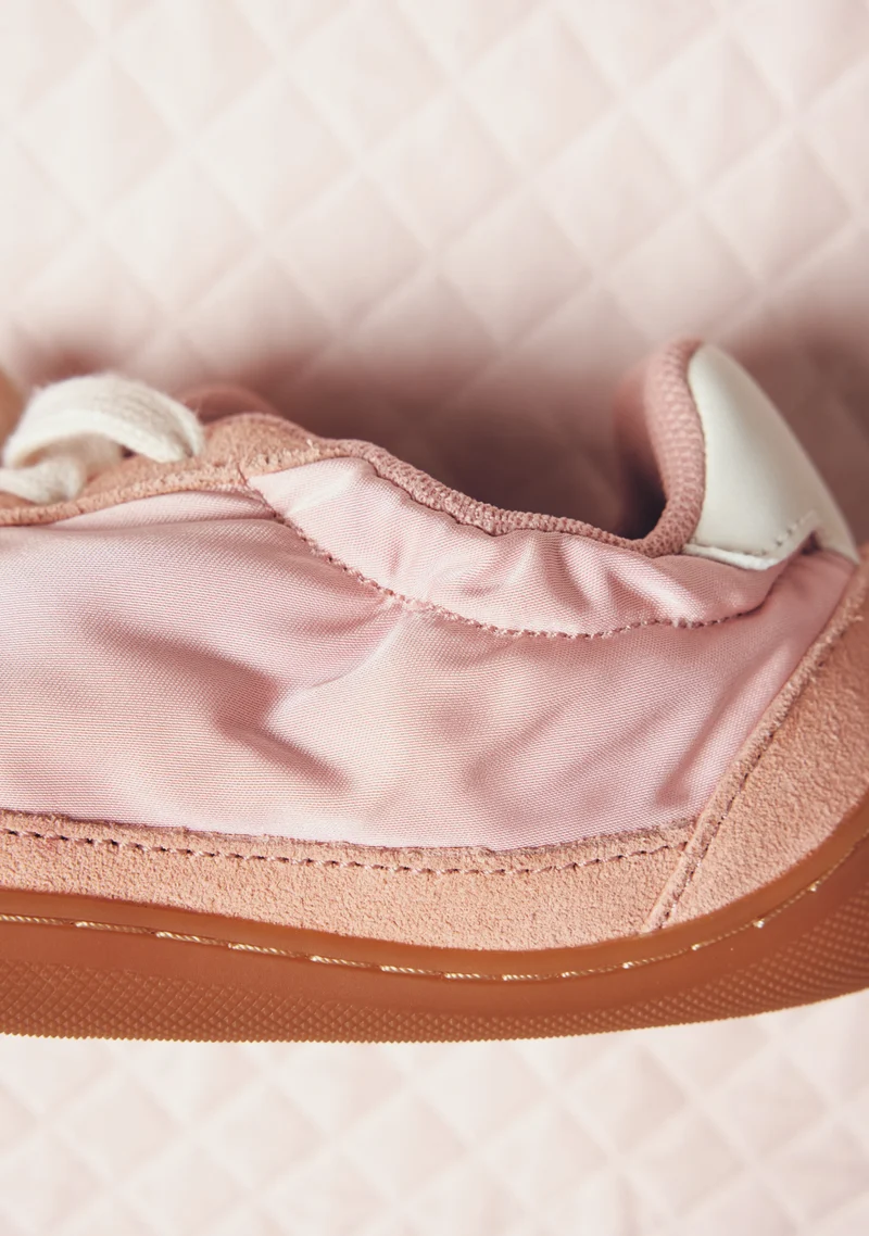 TERRACOTTA SATIN AND LEATHER BAREFOOT SNEAKERS