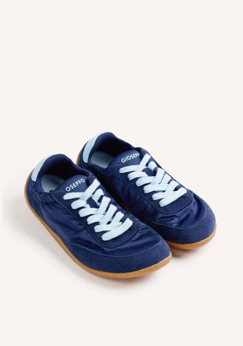 NAVY BLUE SATIN AND LEATHER BAREFOOT SNEAKERS