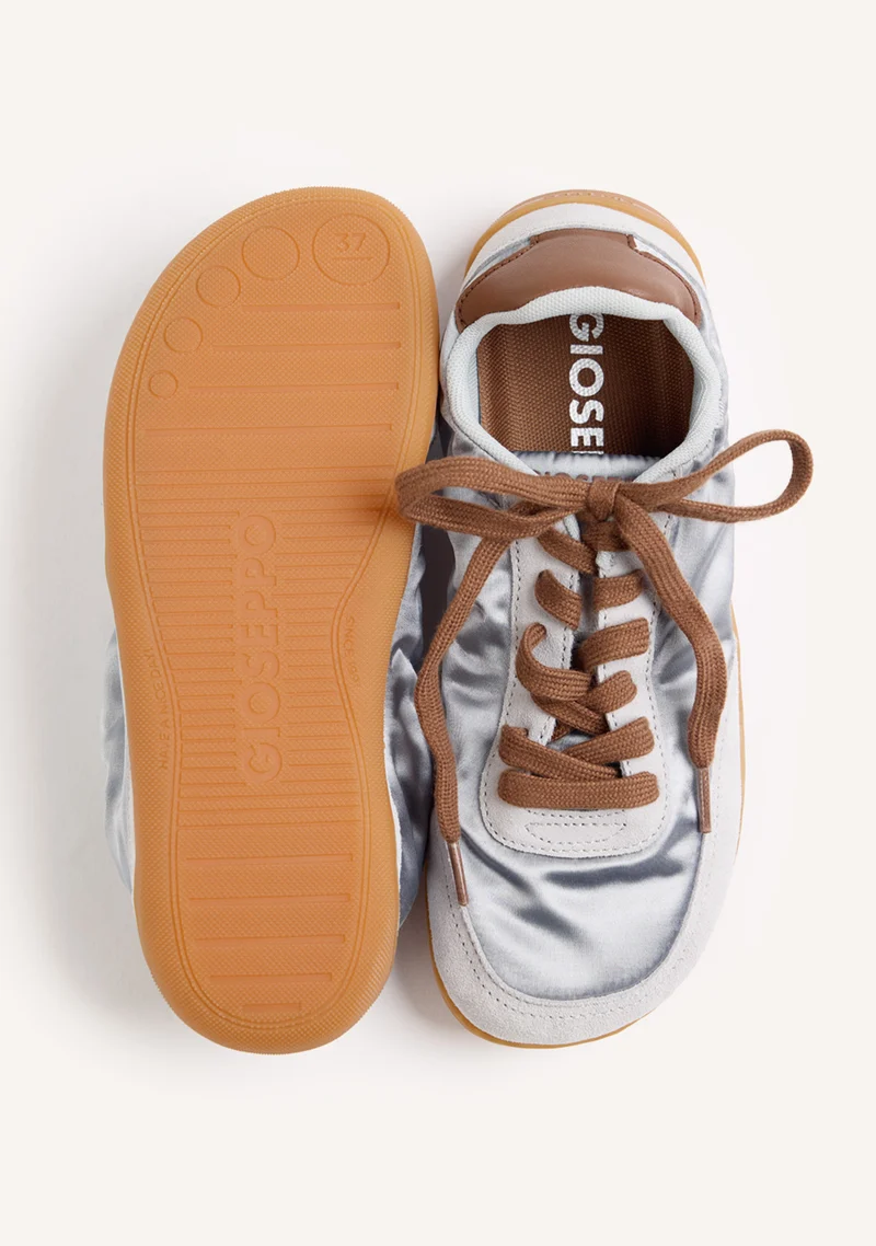 BLUE SATIN AND LEATHER BAREFOOT SNEAKERS