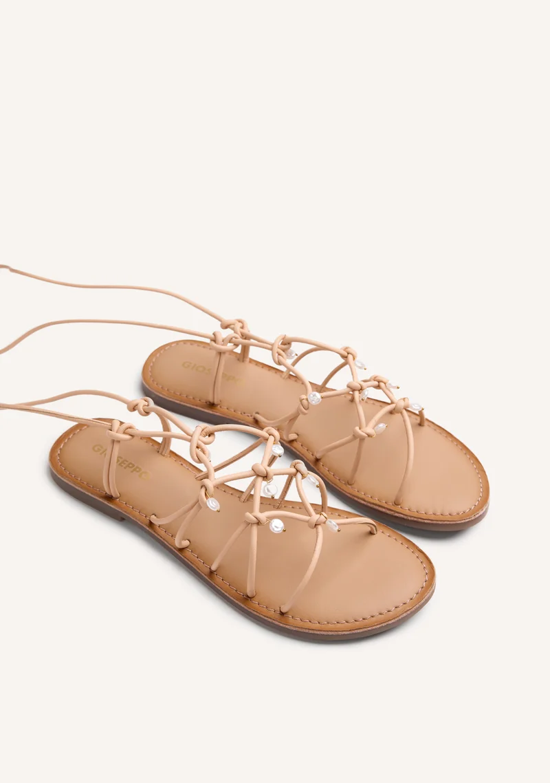 JEWEL BEADED LEATHER SANDALS VELIKO