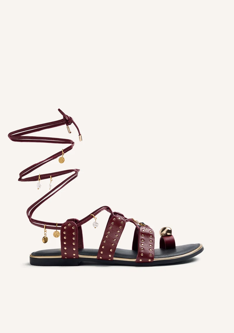 RING AND BEADED LEATHER SANDALS MARSABIT