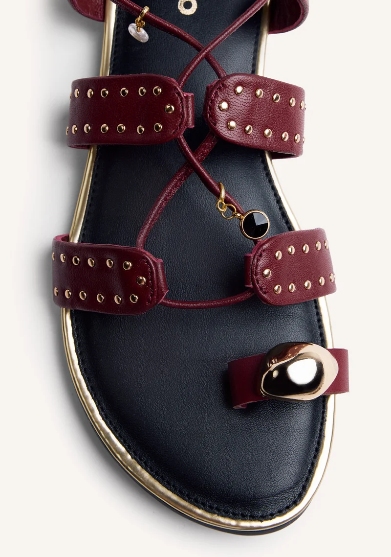 RING AND BEADED LEATHER SANDALS MARSABIT