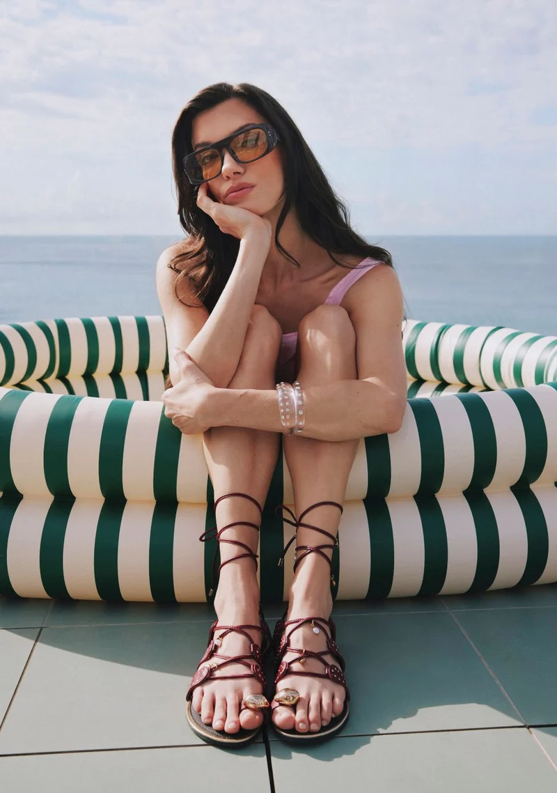 RING AND BEADED LEATHER SANDALS MARSABIT