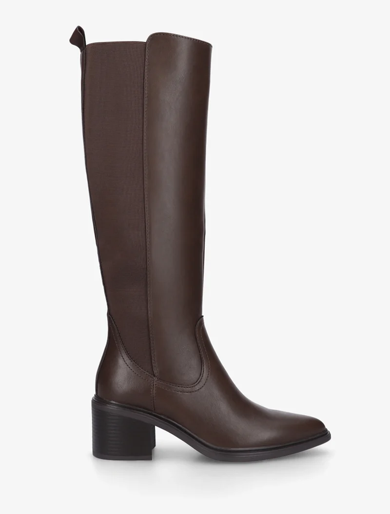 Bottes élastiquées en simili à bouts pointus - Marron