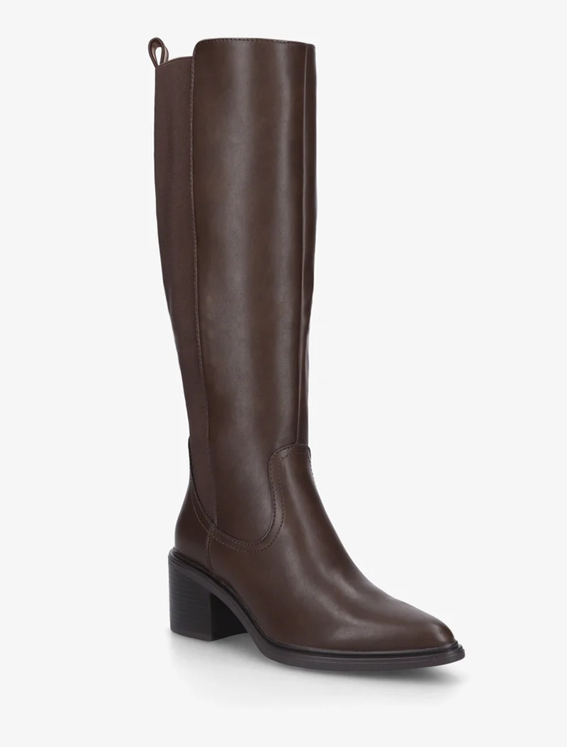 Bottes élastiquées en simili à bouts pointus - Marron