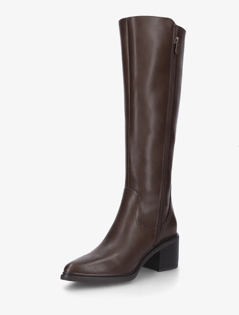 Bottes élastiquées en simili à bouts pointus - Marron