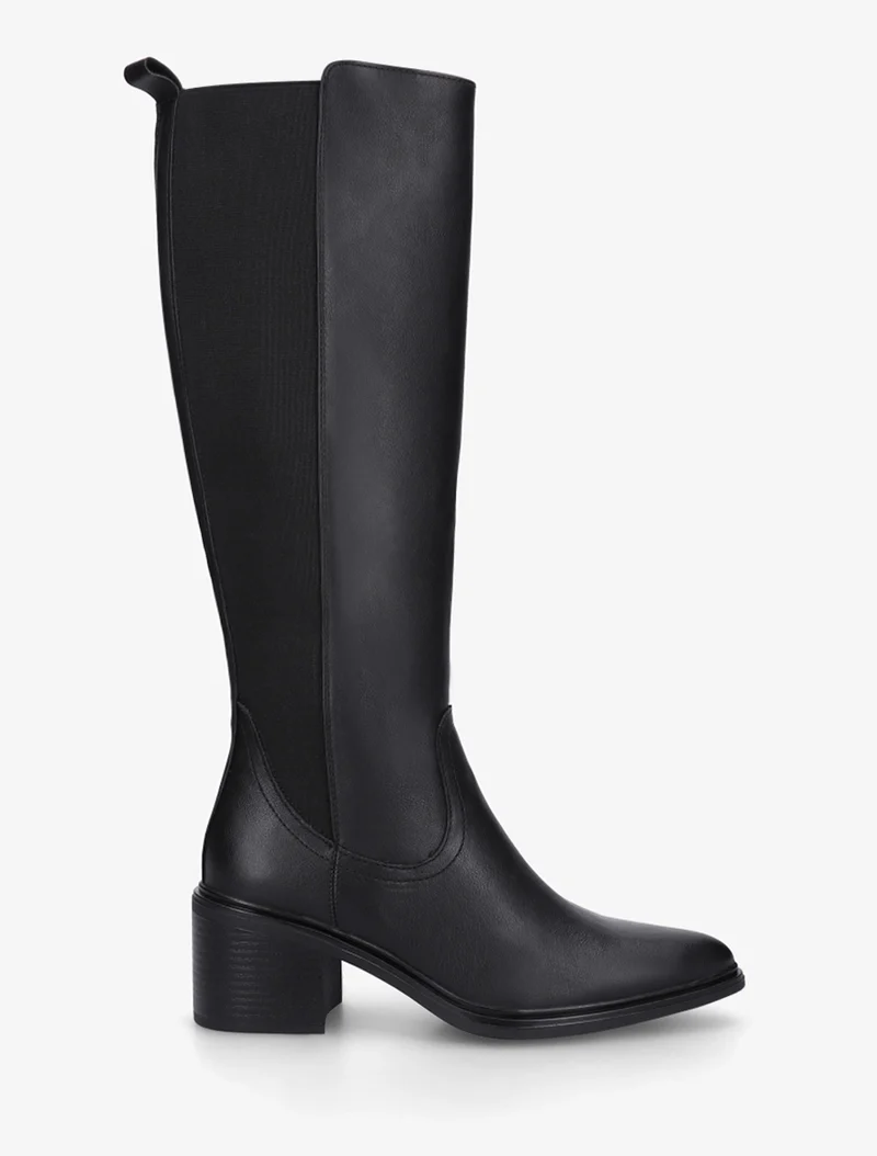 Bottes élastiquées en simili à bouts pointus - Noir