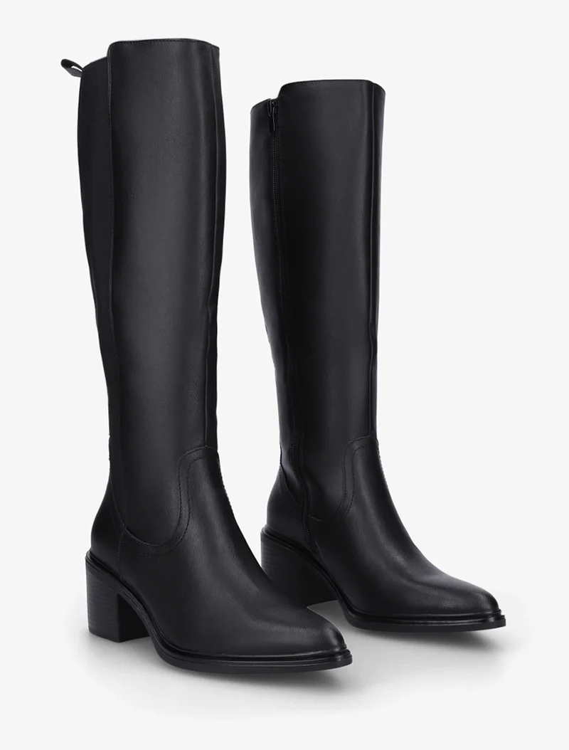 Bottes élastiquées en simili à bouts pointus - Noir