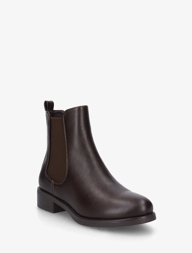 Bottines en simili à cheville élastiquée - Marron