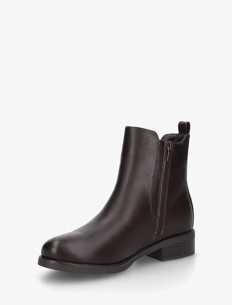 Bottines en simili à cheville élastiquée - Marron