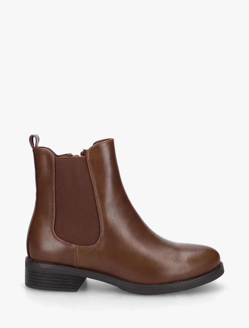Bottines en simili à cheville élastiquée - Camel