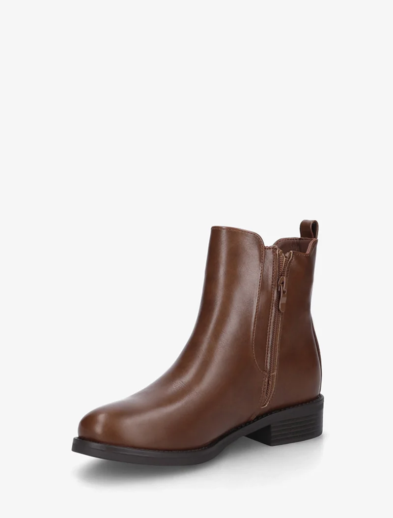Bottines en simili à cheville élastiquée - Camel