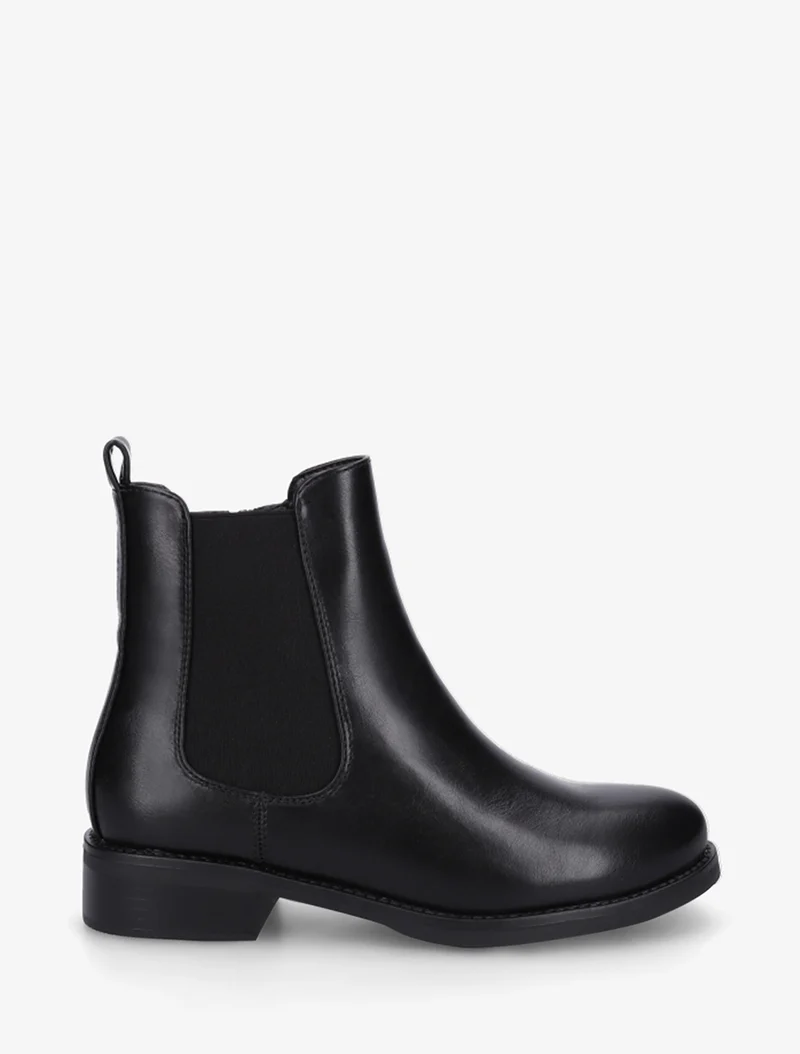 Bottines en simili à cheville élastiquée - Noir