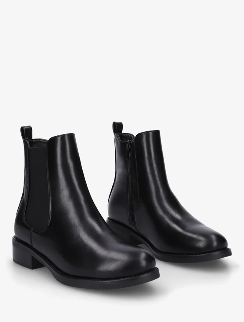 Bottines en simili à cheville élastiquée - Noir