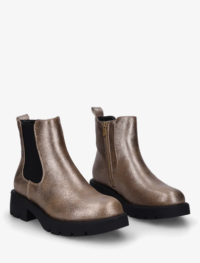 Bottines élastiquées à semelle crantée - Taupe