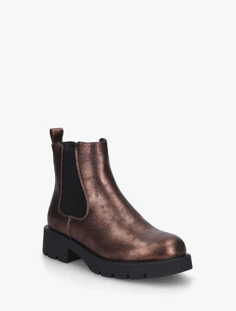 Bottines élastiquées à semelle crantée - Bronze