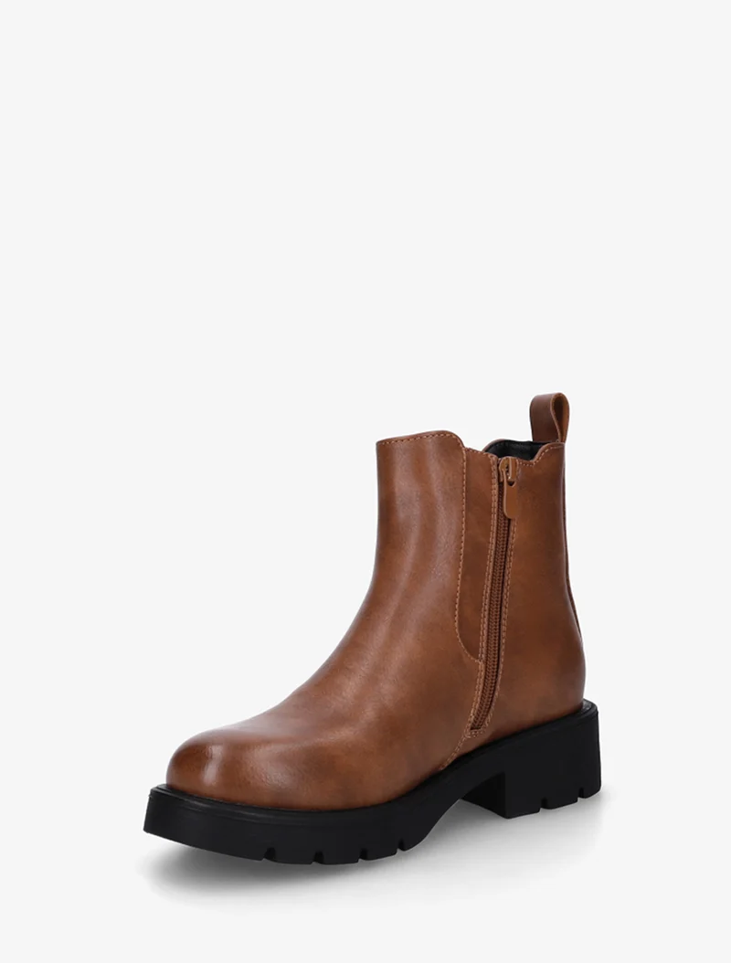 Bottines élastiquées à semelle crantée - Camel