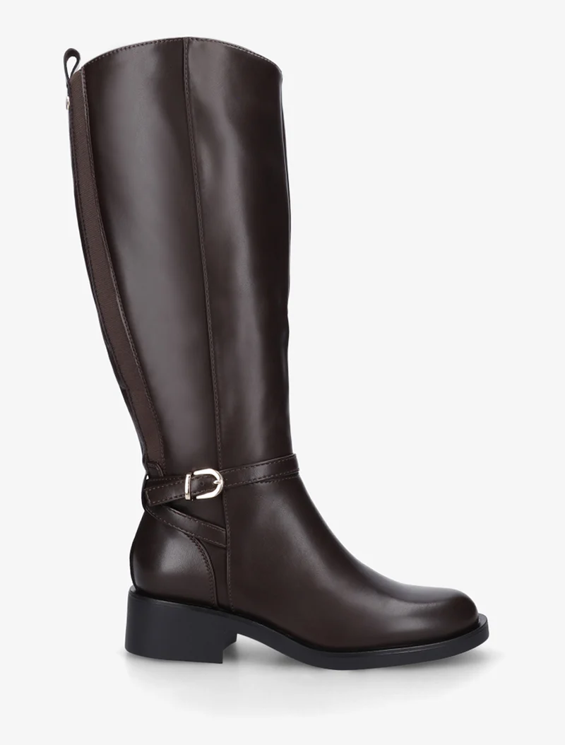 Bottes cavalières élastiquées à boucle - Marron