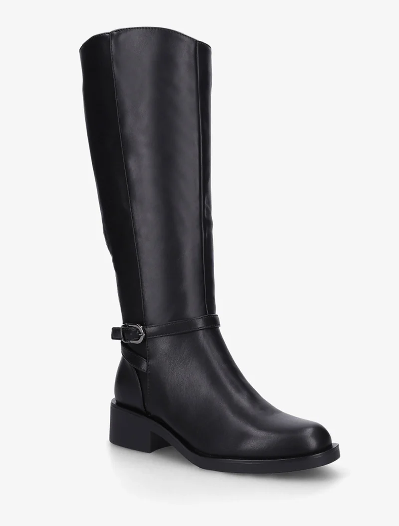 Bottes cavalières élastiquées à boucle - Noir