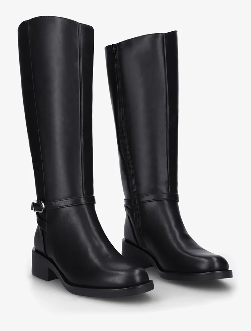 Bottes cavalières élastiquées à boucle - Noir