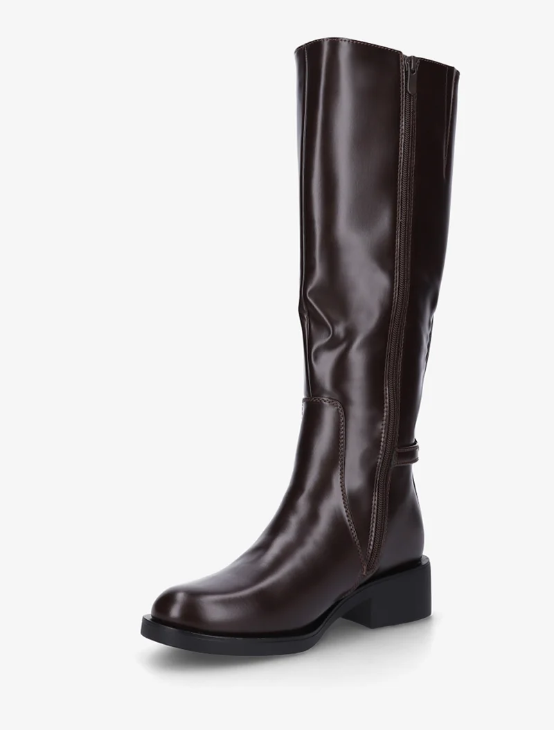 Bottes cavalières à boucle décorative - Marron