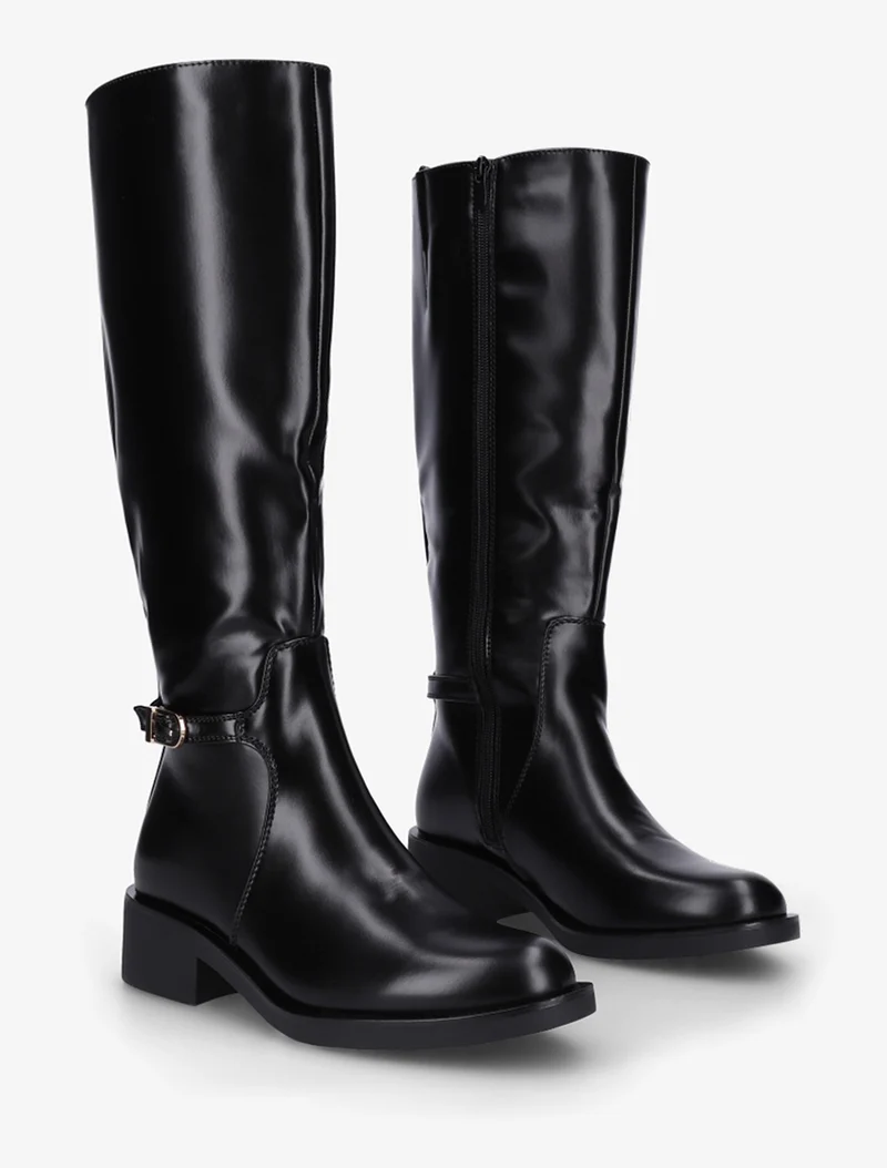 Bottes cavalières à boucle décorative - Noir
