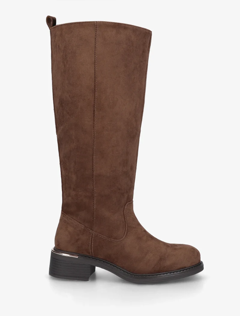 Bottes cavalières en suédine - Marron