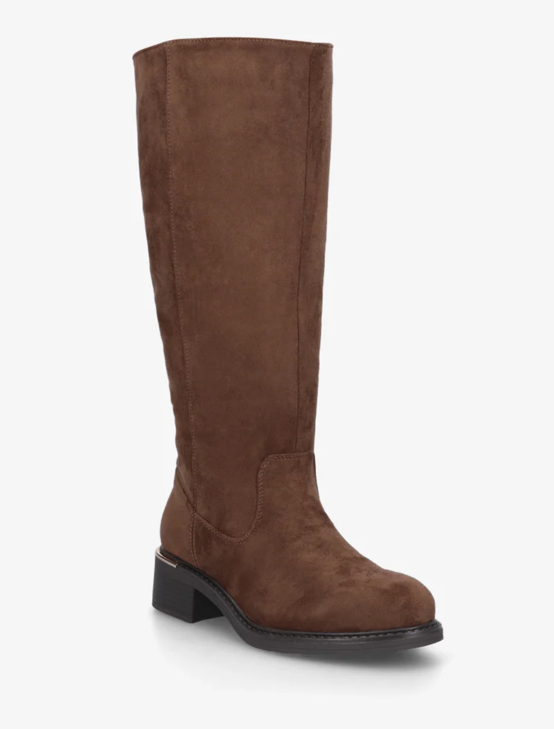 Bottes cavalières en suédine - Marron