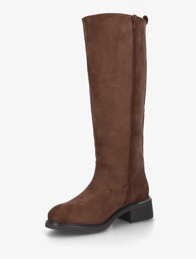 Bottes cavalières en suédine - Marron