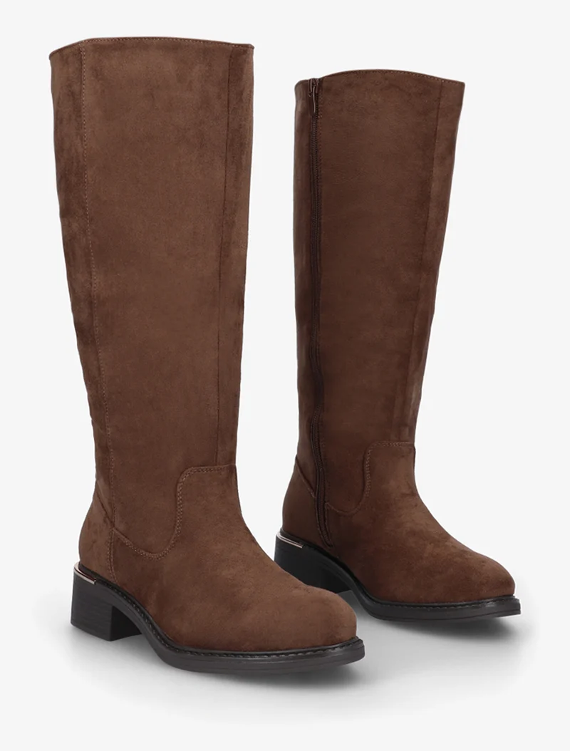 Bottes cavalières en suédine - Marron