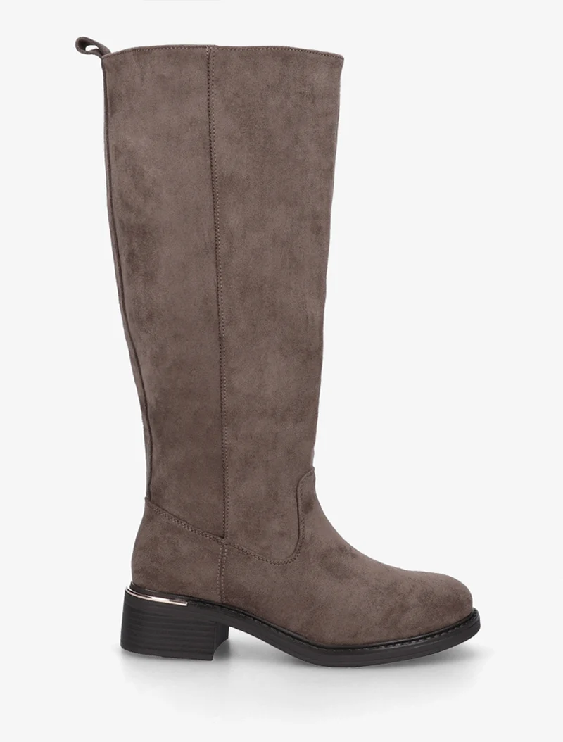 Bottes cavalières en suédine - Taupe