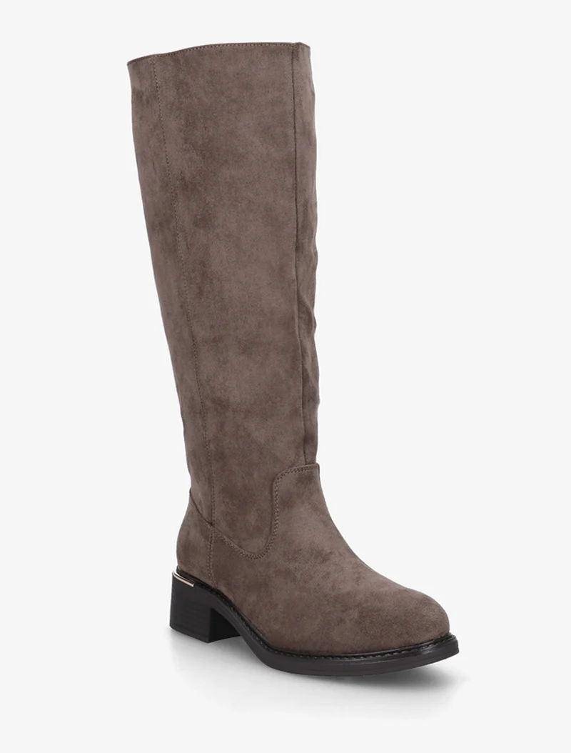 Bottes cavalières en suédine - Taupe