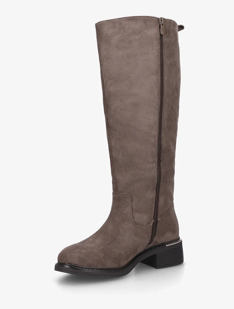 Bottes cavalières en suédine - Taupe