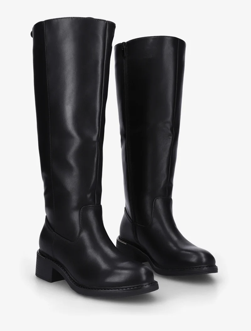 Bottes cavalières en simili - Noir