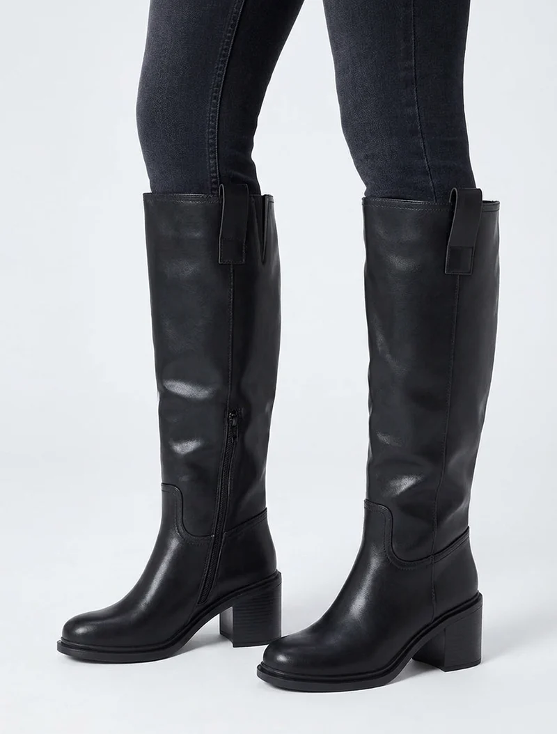 Bottes en simili à talon - Noir