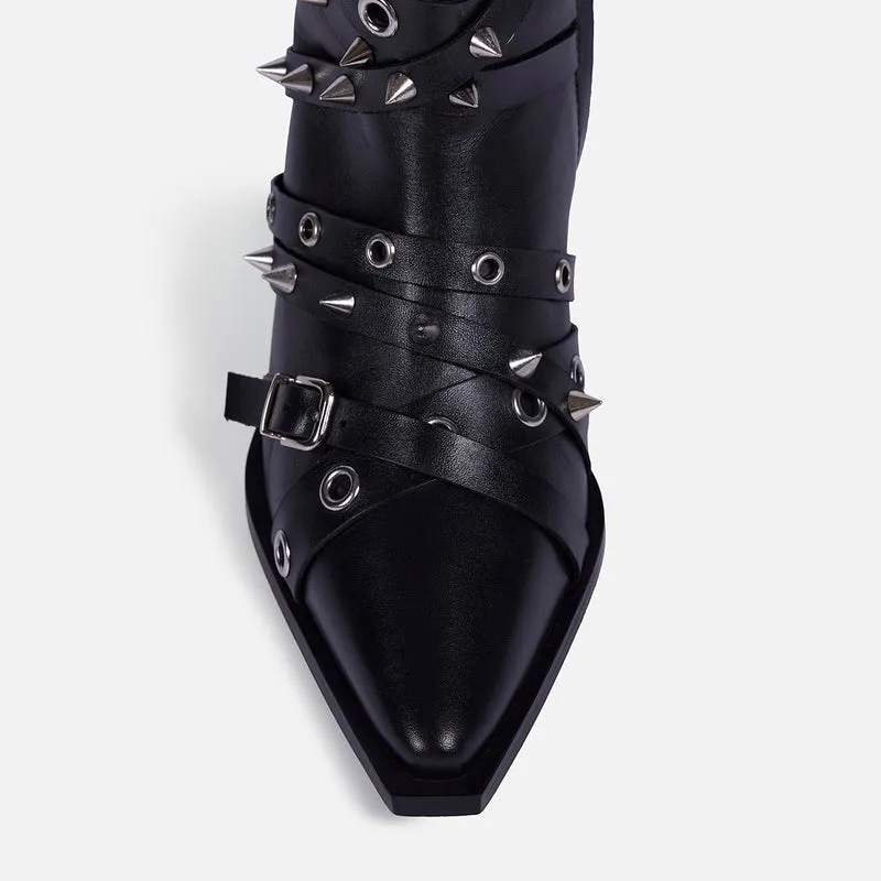 LEATHER HEELED BOOTS STUDS - ROSETTA BY MARÍA ESCOTÉ