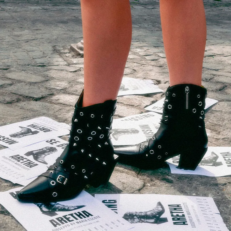 LEATHER HEELED BOOTS STUDS - ROSETTA BY MARÍA ESCOTÉ