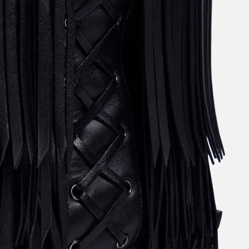 LEATHER HEELED BOOTS FRINGES - NINA BY MARÍA ESCOTÉ