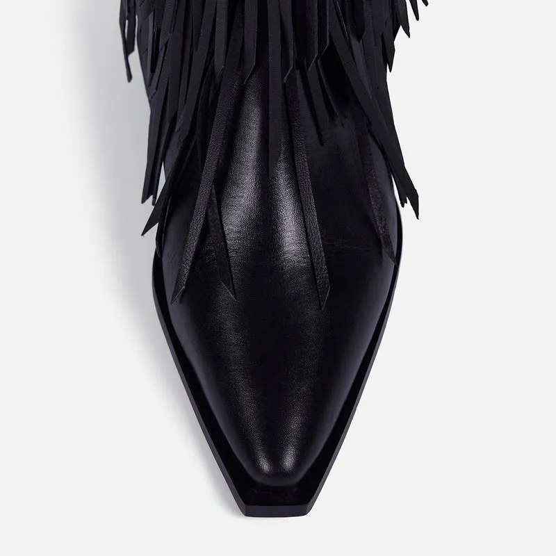 LEATHER HEELED BOOTS FRINGES - NINA BY MARÍA ESCOTÉ