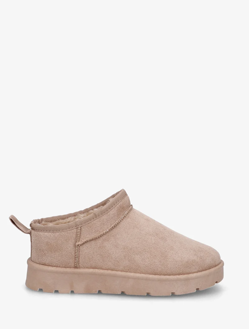 Bottines basses fourrées en suédine - Beige