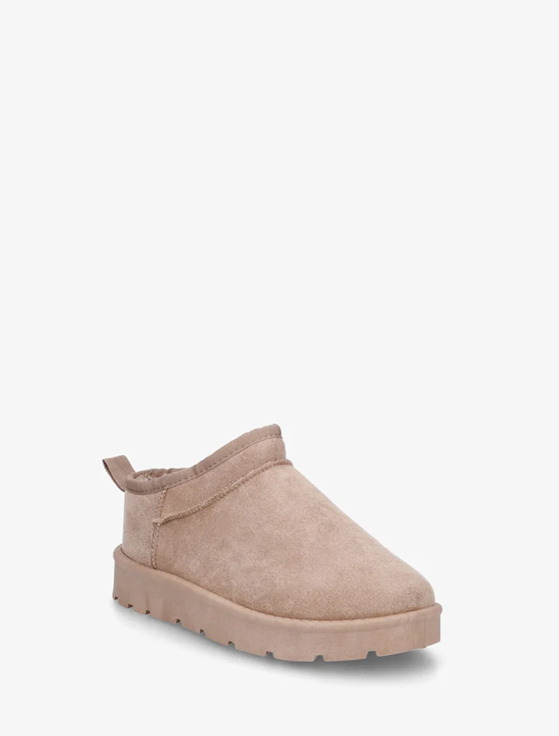 Bottines basses fourrées en suédine - Beige