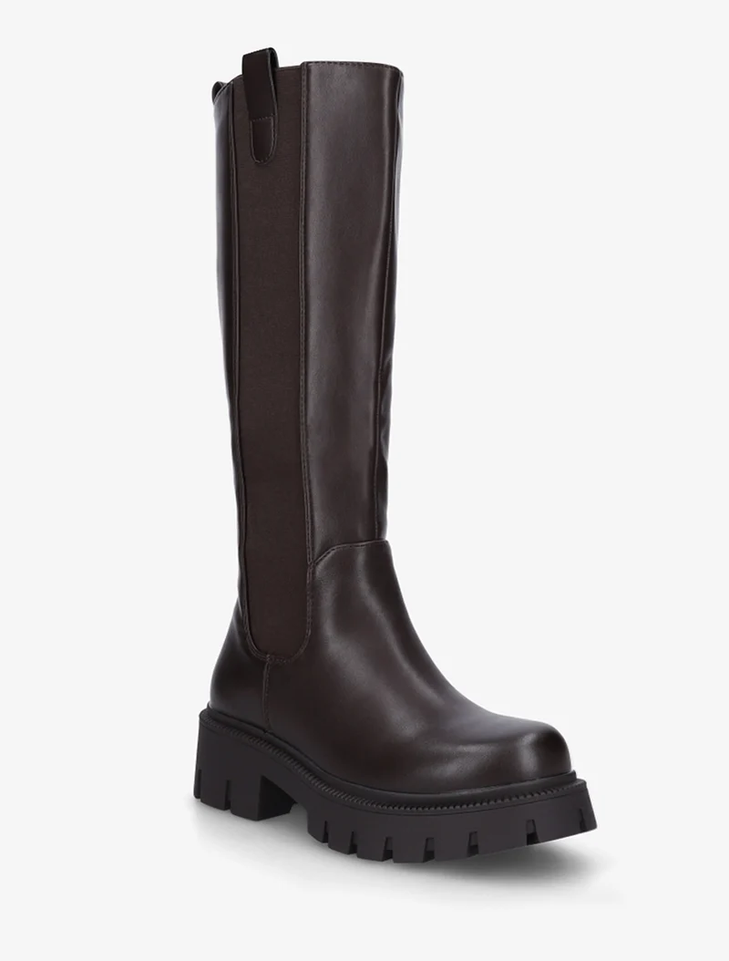 Bottes simili à semelles crantées - Marron