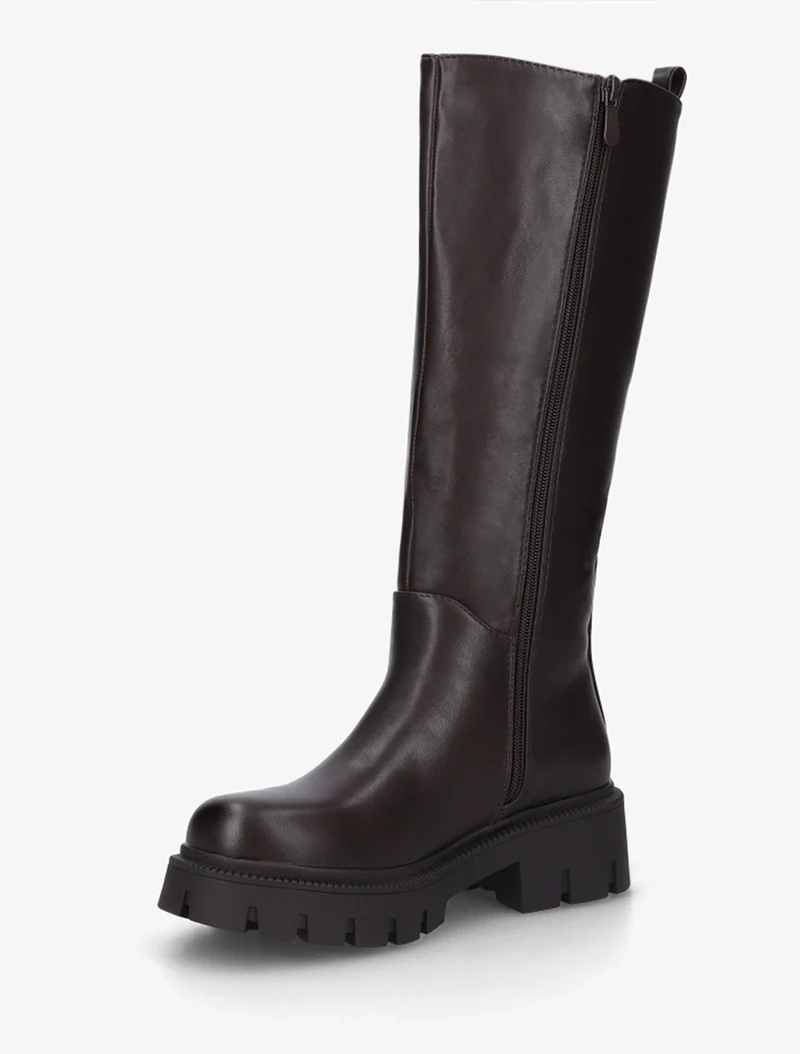 Bottes simili à semelles crantées - Marron