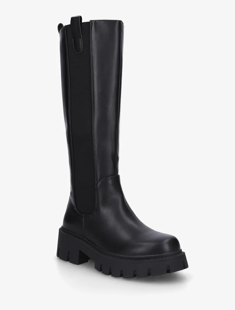 Bottes simili à semelles crantées - Noir