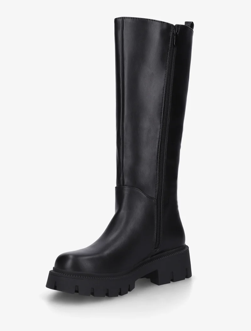 Bottes simili à semelles crantées - Noir